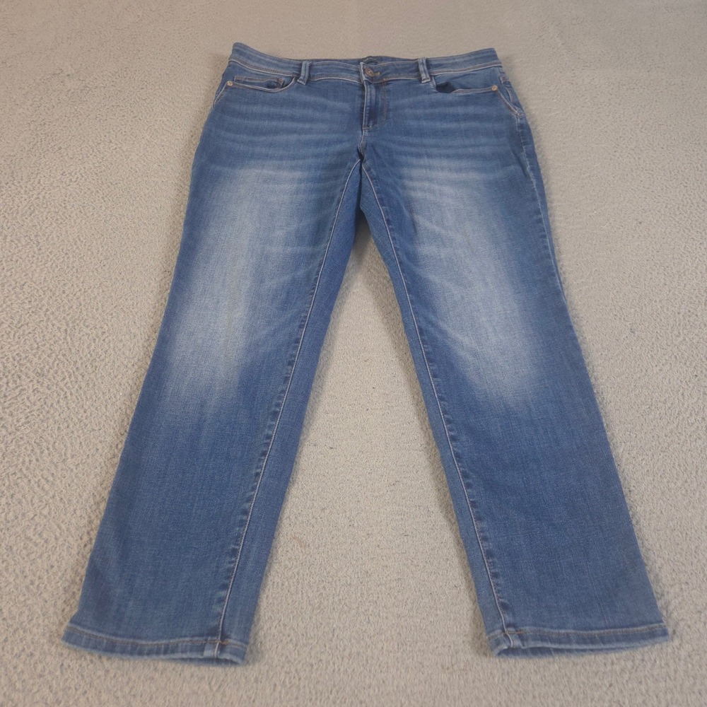 J.Jill Jeans Womens 12 Petite Blue Authentic Fit Slim Ankle Stretch Tencel Denim